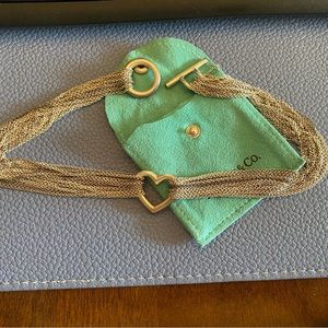 Tiffany & Co Open Heart silver mesh choker